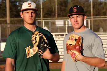 Senior catcher Mike Mann, left, and pitcher Alex McGathey are expected to be among the leaders for the 2013 Seminole High baseball team. McGathey signed with the University of North Florida and Mann signed with the University of South Florida.
